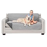 Sofa Shield Original Patent Pending Reversible Small Sofa Protector for Seat Width up to 62 Inch, Furniture Slipcover, 2 Inch Strap, Couch Slip Cover Throw for Pets, Cats, Sofa, Light Gray Charcoal