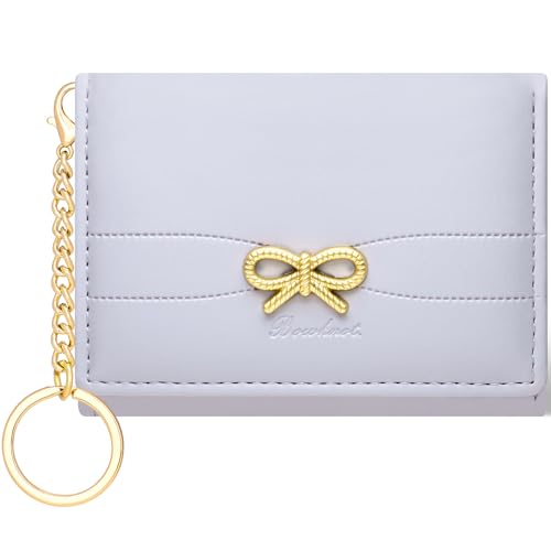 Image of BIAOTIE Coquette Bow Wallet for Women, Small Slim Trifold Womens Wallet with Key chain Cute Aesthetic Card Holder ID Window for Girl (Trifold, Lavender)