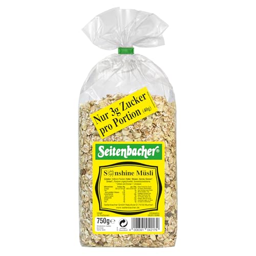 Seitenbacher Sunshine Müsli I 5 Vollkorngetreide Sorten I ohne zugesetzes Zucker I ohne zugesetztes Fett I (3 x 750 g)