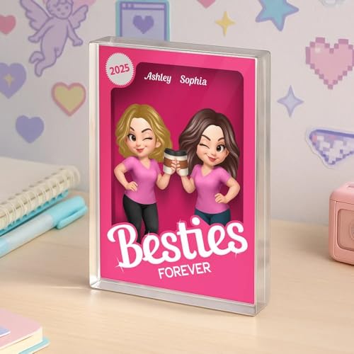 Customizable Besties Partner In Crime 3D Acrylic Block Plaque – Perfect Gift for Friends, Sisters, and Coworkers - Image 5