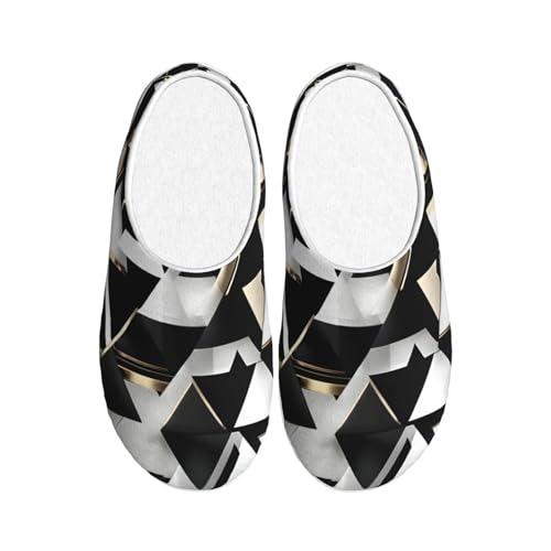 Pantoufles d'hiver antidérapantes EdWal avec peluche chaude et motif triangle noir