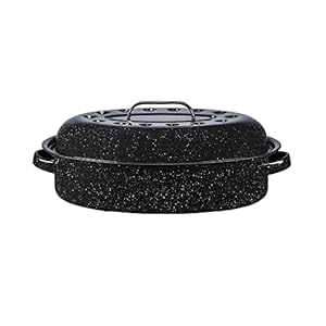 Granite Ware 15-Inch Covered Oval Roaster, 15 inches, Black