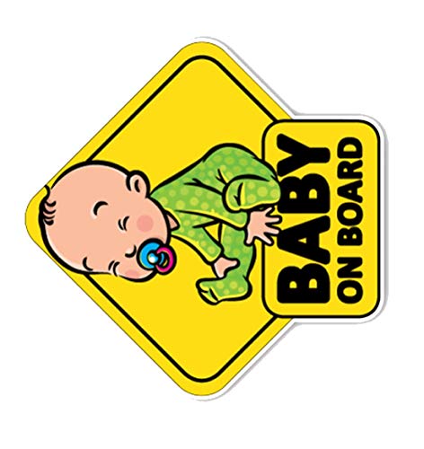 Image of Futaba Cartoon inchBABY ON BOARD inch Car Sticker- Yellow
