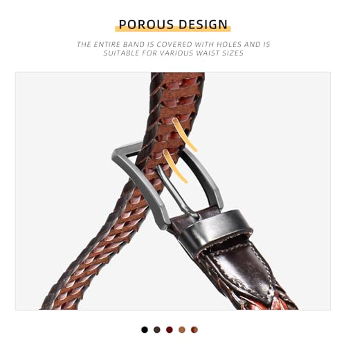 Mens Braided Leather Belt Everyday Casual Woven Belts for Men Fit Casual Golf Pants Jeans3