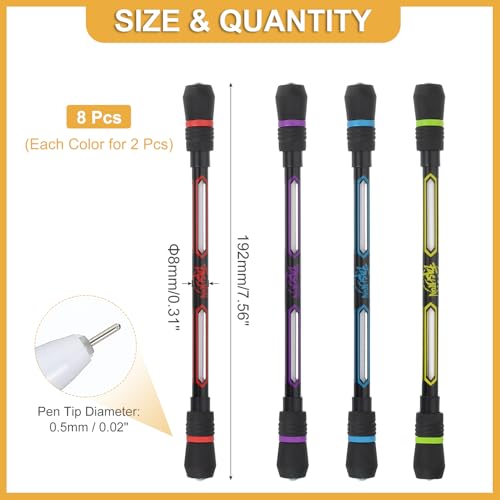 PATIKIL Set de 8 bolígrafos giratorios de 0.5mm tinta negra miniatura 2