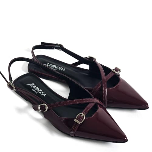 LUMINOSA Women’s Chic Slingback Flats with Buckle Detail