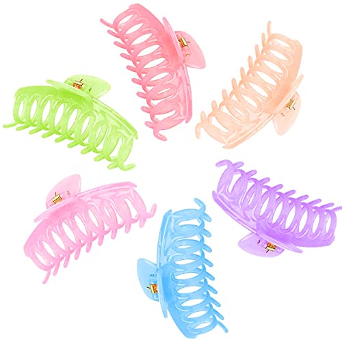 Claw Clips Hair Clips, 4.3 inch Big Hair Claw Clips - 6 pack Cute Candy Color Hair Clips for Women Girls Hair Styling Accessories, Nonslip Large Claw Clips for Thick Hair