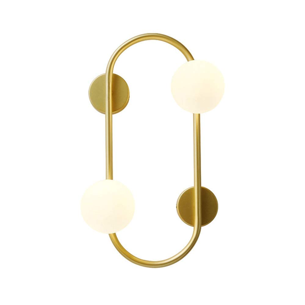 SXECAEPS Modern Metal Wall Lamp with Glass Lampshade Decorative E27 Socket Nordic Style Light for Living Room Bedside Study Bedroom Corridor [Energy Class A+]