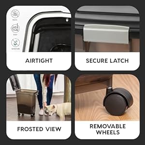IRIS USA WeatherPro Airtight Dog Food Storage Container, Up to 22 lbs, Attachable Wheels, For Dog Cat Bird and Other Pet Food Storage Bin, Keep Fresh, Easy Mobility, BPA Free, Smoke IRIS USA WeatherPro Airtight Dog Food Storage Container Up to 22 lbs Attachable Wheels For Dog Cat Bird and Other Pet Food Storage Bin Keep Fresh Easy Mobility BPA Free Smoke