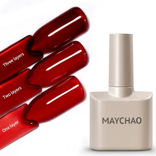 MAYCHAO 15ML Jelly Burgundy Gel Nail Polish 1Pc Jelly Wine Red Gel Polish Soak Off UV LED Nail Polish Nail Art Starter Manicure Salon DIY at Home, 0.5 OZ