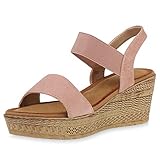  SCARPE VITA Damen Plateau Sandaletten Plateau Vorne Schuhe Keilabsatz Freizeitschuhe Sommerliche Riemchensandaletten 193858 Altrosa 38