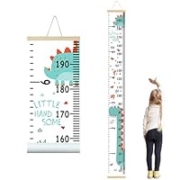 Kids Height Wall Chart, Height Chart for Kids, Height Wall Hanging Measuring Ruler for Kids, Baby Wall Chart Removable Canvas and Wood Wall Ruler for Bedroom Nursery Wall Decoration (Dinosaur)