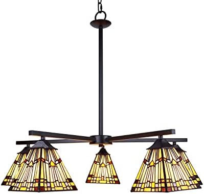 Radiance Goods Mission Tiffany-Style Blackish Bronze 5 Light Large Chandelier 30" Wide