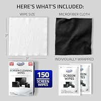 Glata Screen Wipes (150 Pack) - 7"x7" Large Electronic Wipes, Computer Screen Cleaner for Electronics, Laptop, Phone, Tablet, Monitor & Car - Individually Wrapped Lens Wipes - Microfiber Included — image 7