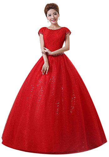 Image of Eyekepper Double Shoulder Floor Length Bridal Gown Wedding Dress