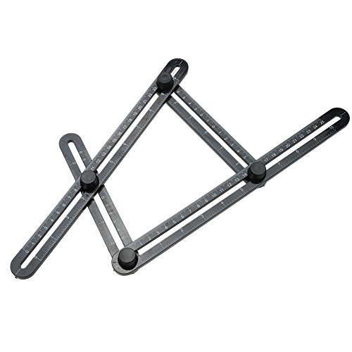 Angleizer Modèle Outil Angle Mesurer Règle Multi Angleizer Modèle de Règle pour les Constructeurs 4 faces Outil de mesure Rapporteur Angle Règle Outil de mise en page Angle Règle Noir Cover