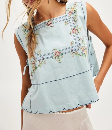 Womens Slim Fit Camisole Tank Top Vest Y2k Embroidered Summer Going Out Aesthetic Cami Sleeveless Shirts Crop Tops4