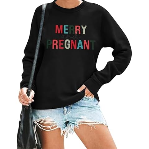 VILOVE Merry and Pregnant Christmas Sweatshirt Cover