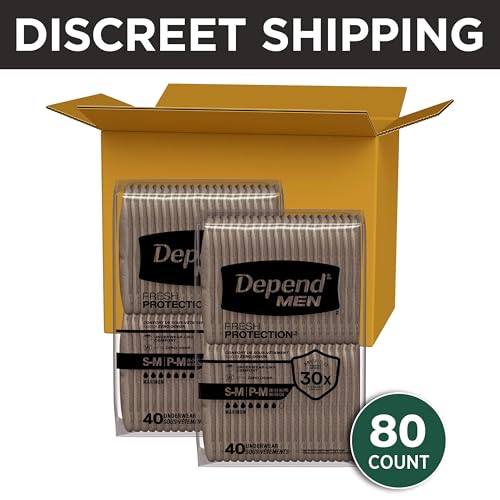 Image of Depend Fresh Protection Adult Diapers, Incontinence Underwear for Men, Disposable, Maximum, Small /Medium, Grey, 80 Count (2 Packs of 40), Packaging May Vary