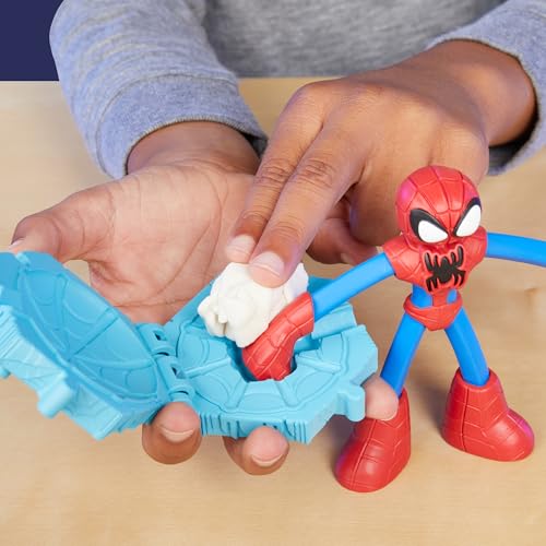 Play-Doh Marvel Spider-Man Netz-Action Set, 2 Spielfiguren und vielen Knetformen, 4 Dosen Modelliermasse in passenden Farben, kreatives für Kinder ab 3 Jahren