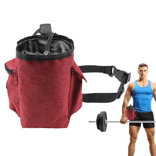 Bolsa de tiza para escalada – 18 x 10 x 10 cm con cordón | Organizador de almacenamiento de tiza con cinturón ajustable | Organizador de bolsillo con cremallera para levantamiento de pesas, gimnasia