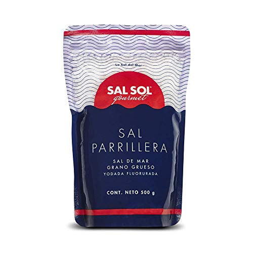 Sal Sol - Sal Parrillera, Natural Coarse Grained Mexican Yucatecan Sea Salt for Grilling and BBQ, 500 grams (Pack of 1)