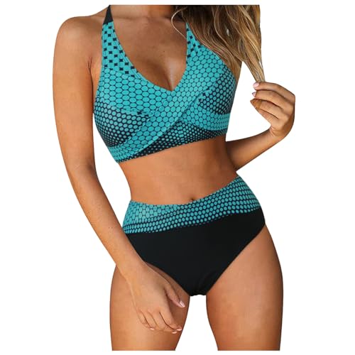 Trajes de playa sexy de dos piezas para mujer, bikini de tul bandeau con lazos, traje de baño de corte grande para mujer, bikini de dos piezas, trajes de baño con control de barriga, bikini de cintura