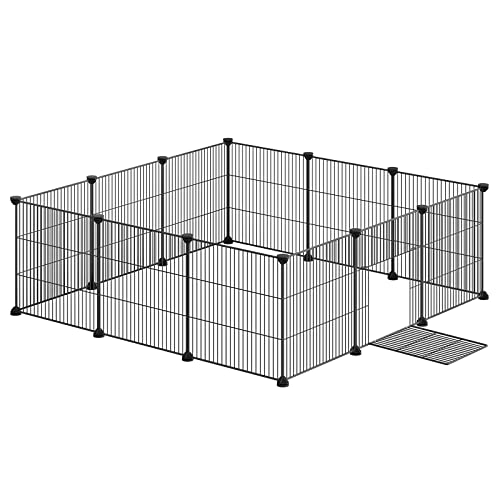 EUGAD Freigehege für Kaninchen, Meerschweinchen Käfig, Freilaufgehege, Meerschweinchen Gehege, Kleintierkäfig Welpenauslauf Hasengehege Kleintiergehege Katzengehege Innengehege, BHT 142x36x72cm