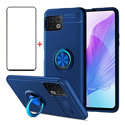 Coque antichoc Galaxy S22 Plus avec protection écran carbone et support bleu