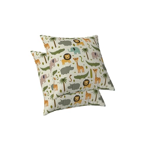 ggaimwf Housses de Coussin Animaux de la Jungle Lion Crocodile Zoo Joli Dessin animé coloré pour Enfants Housses de Coussin pour Chambre d'enfant Taies d'oreiller pour...