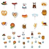 OHREN 30 Stück Oktoberfest Cupcake Topper, Bierfest Party Picker, Deutsches Bierfest Kuchendeko, Bayerische Party Dessert Dekorationen für Oktoberfest Deko