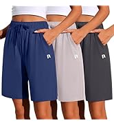 Neer 3 Pack Women's Shorts Quick Dry Shorts Women Drawstring High Waisted Shorts Womens Bermuda A...