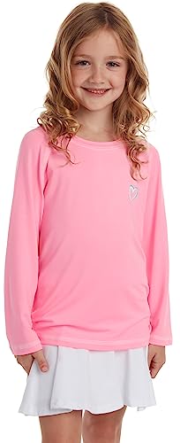 Image of Pink Platinum Girls Rash Guards - 2 Pack Quick Dry UPF50+ Sun Protection Beach Pool Long Sleeve Swim Shirt for Girls