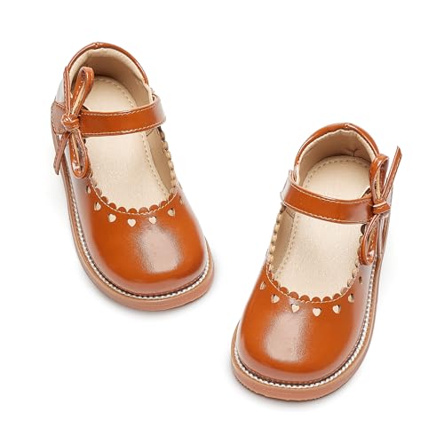 Image of GINFIVE Toddler Girls Dress Shoes Little Kids Flats School Mary Janes Shoes