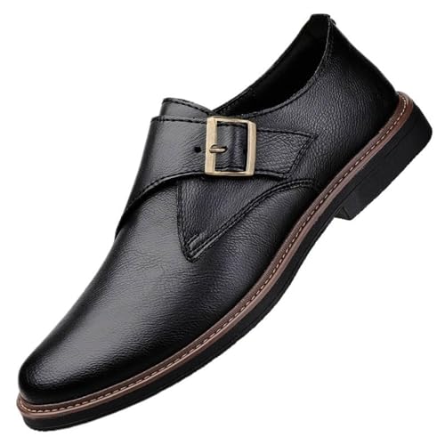 Men's Pointed Toe Dress Shoes Lightweight Soft Sole Leather Classic Leather Business Strap Buckle Oxfords Shoes - Main Image