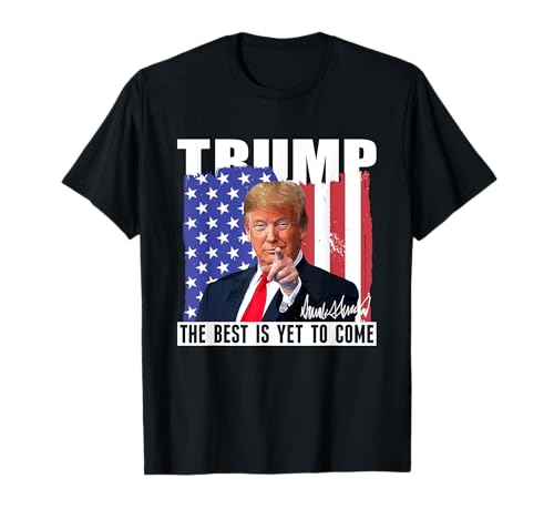 Photo de Le Meilleur Est Encore à Venir Trump Drapeau USA T-Shirt Trump 2020 Unisex-Adulte Noir S Coupe Classique Manche Courte Col V Patriotic Lightweight Classic Fit V-neck T-shirt