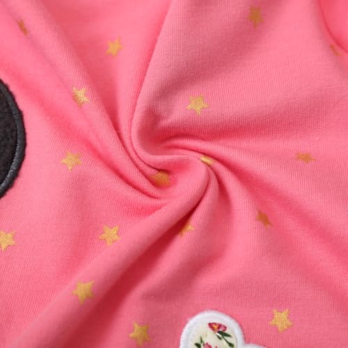 Image of Girls Cotton Long Sleeve Casual Cartoon Appliques Striped Jersey Dresses