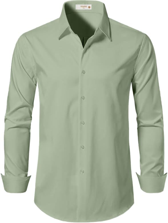Chemise boutonnée haut de gamme à manches longues pour homme chic