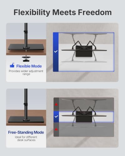 Image of HUANUO Free Standing Dual Monitor Stand for 13-32 Inch Monitors, Glass Base