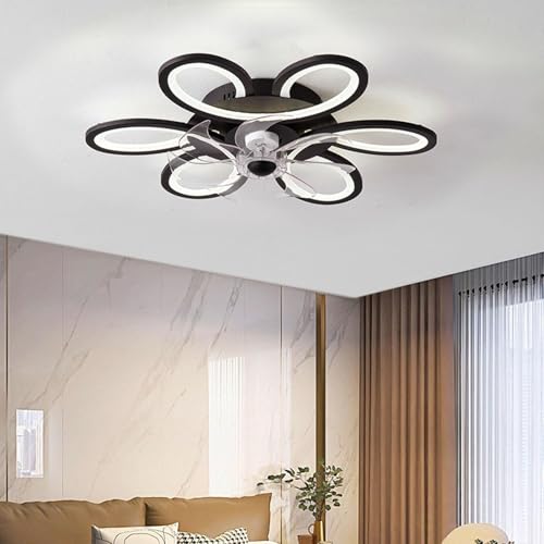 Image of Ceiling Fan Light Fixture for 8-12M2 Mute Fan Lamp for Cafe Living Room Dorm black|Ceiling Fans|Home & Garden