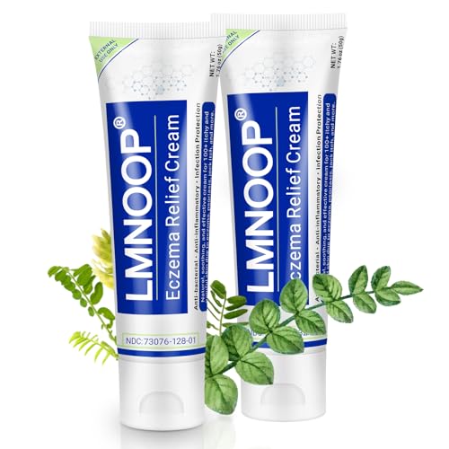 LMNOOP® Eczema Cream, Maximum Strength Treatment Ointment for Dermatitis, Rash, Psoriasis, Urticaria, Tinea Pedis, Fungal Infection, Anti-Itch, Relief for Sensitive & Irritated Skin, 1.76oz 2PCS