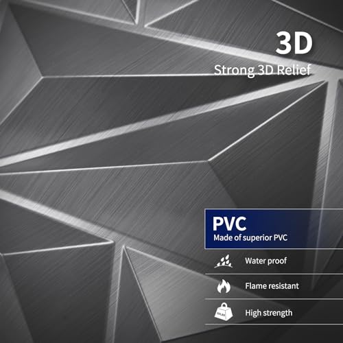 Image of Art3dwallpanels 33 Pack 3D Wall Panel Diamond for Interior Wall Decor, PVC Textured Wall Panels, 12''x12'' Cover 32.Sq.Ft. Silver
