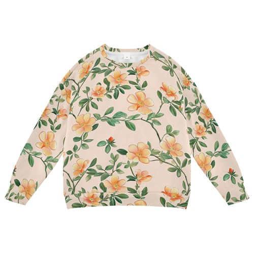 JUNZAN Chic Portulaca Grandiflora Peach Big Girls Sweatshirts Hoodies Fleece Fall Tops Shirts Sports 4T