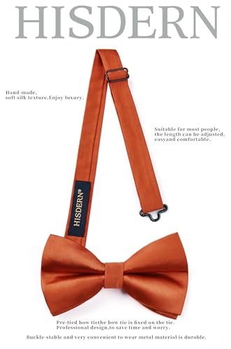 Image of HISDERN Bow Ties for Men Solid Color Pre-Tie Bow Tie and Pocket Square Set Classic Formal Tuxedo Bowties for Wedding Party