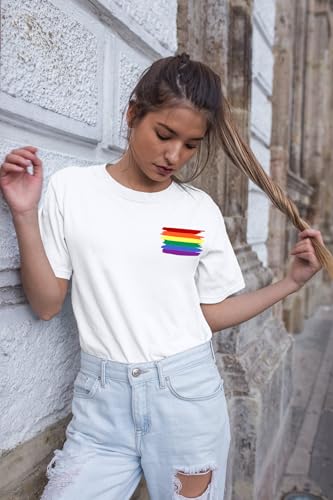MAIHUN Camiseta feminina com bandeira do orgulho gay arco-íris LGBT Ally manga curta camiseta lésbic