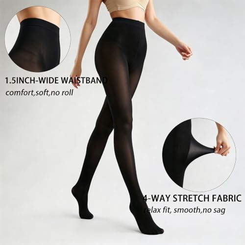 Image of HA WA Women 80D Opaque Tights High Waist Control Top Pantyhose