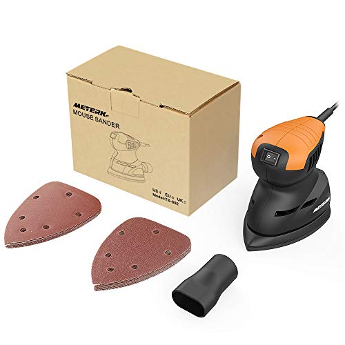 Mouse Detail Sander, Meterk 13500RPM Sander Wall Putty Polishing Machines Sander with 16PCS Sandpapers Dust Collection Port for Tight Spaces Sanding in Home Decoration and DIY Working