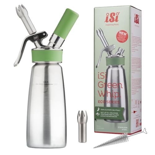 Image of iSi North America Culinary Eco Series Green Whip for Whipped Cream, Foams and Plant-Based Toppings; 1 Pint, Stainless Steel