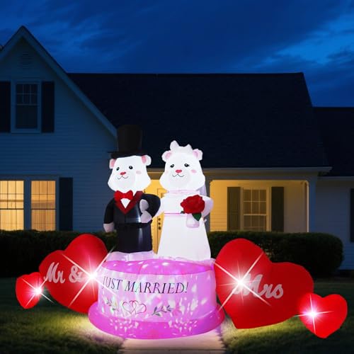 InfleasJoiy 10FT Long Inflatable Couple Bear Valentines Day Outdoor Inflatable Decoration Suitable for Parties Anniversaries Weddings Proposals Garden and Lawn Decorations.
