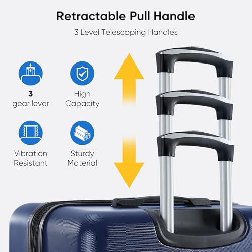 OLIXIS 24 Inch Luggage, Hardside Suitcase with Spinner Wheels, Lightweight ABS Hard Shell Checked Luggage, TSA Approved Lock, Expandable Medium Suitcase for Travel & Business–Blue - Thumbnail 6